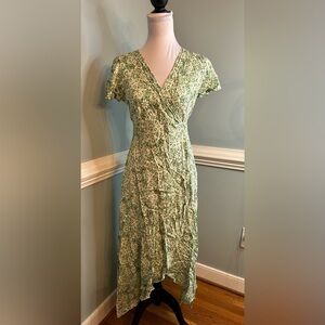 Allegra K Green Floral Midi Dress